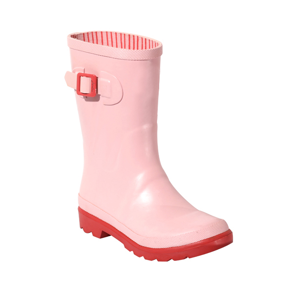 粉色女童素色橡胶雨靴