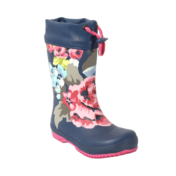 女童花朵印花接口雨靴