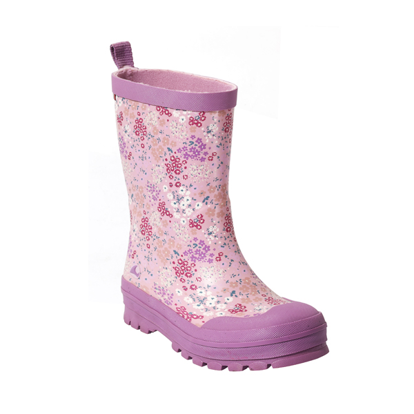紫色花朵印花童款雨鞋